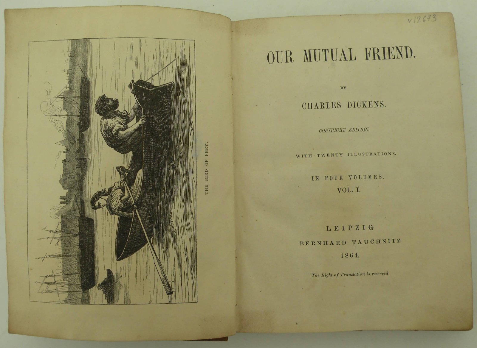 Dickens Charles [Диккенс Чарльз]. Our mutual friend. Copyright edition. With twenty illustrations. In four volumes. Vol. I. [Наш общий друг. Авторское издание. С двадцатью иллюстрациями. В четырех томах. Том. I].