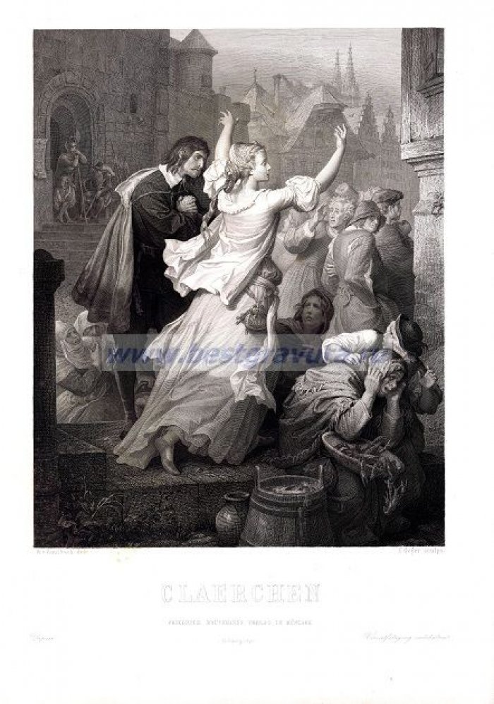 Гейер, Конрад (Geyer, Conrad): Каульбах, Вильгельм фон (Kaulbach, Wilhelm von). Большая гравюра `Клерхен`.