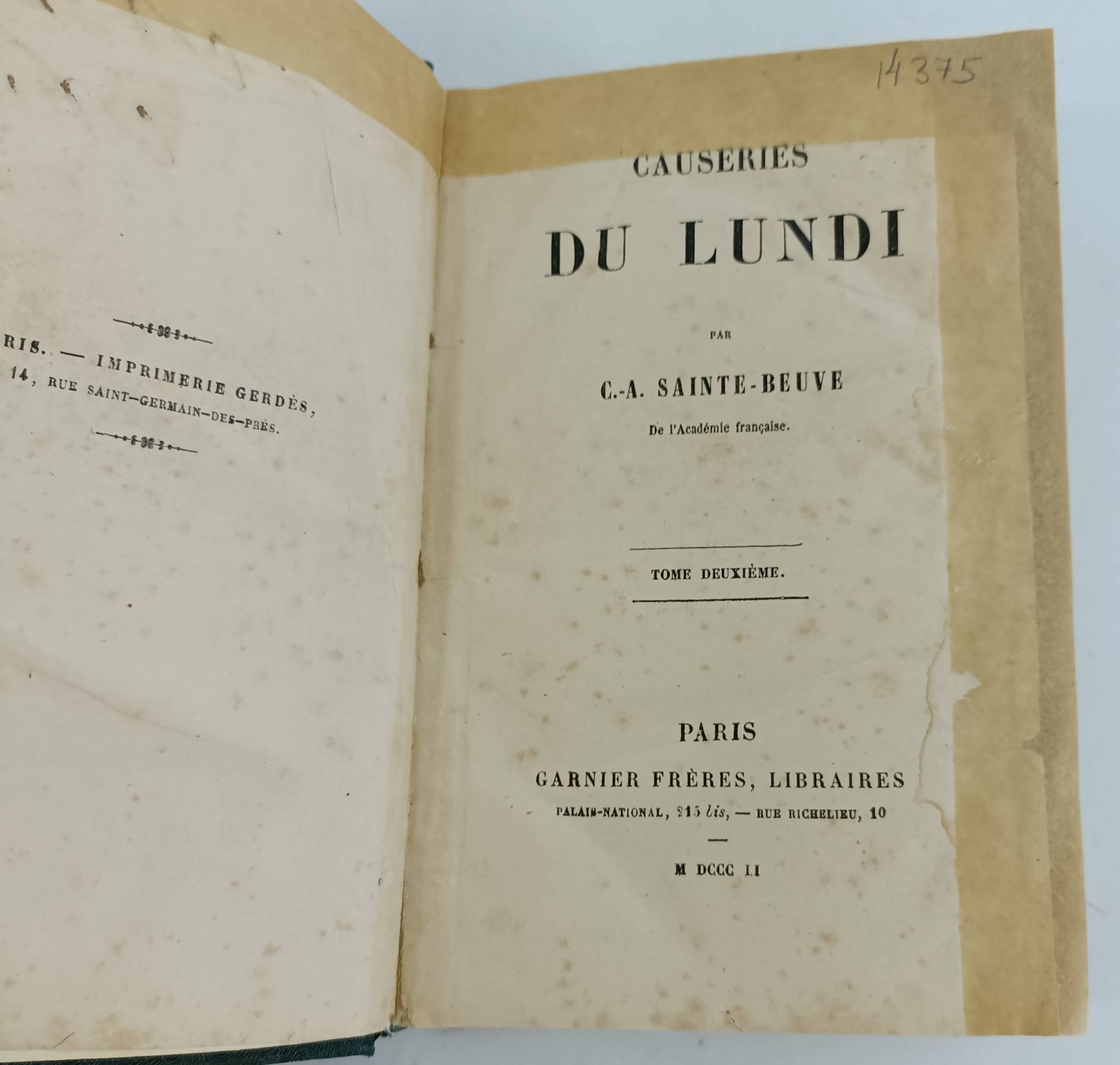 Sainte-Beuve C.-A. (Сент-Бев, Ш.-О.). Causeries du lundi. (Беседы по понедельникам ).