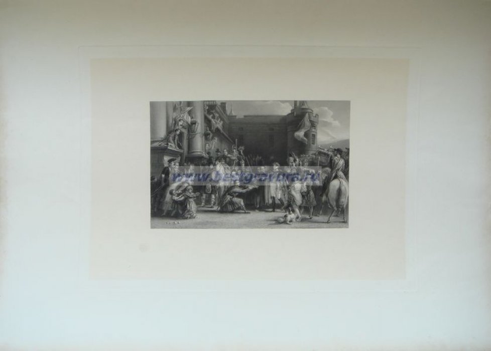 Грейтбах, Уильям (Greatbach, William): Уилки, Дейвид (Wilkie, David). Очень большая гравюра `Король Георг IV в Холируде`.