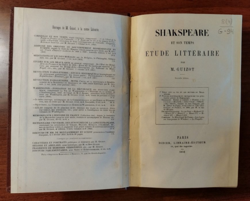 Guizot M. Shakspeare et son temps.
