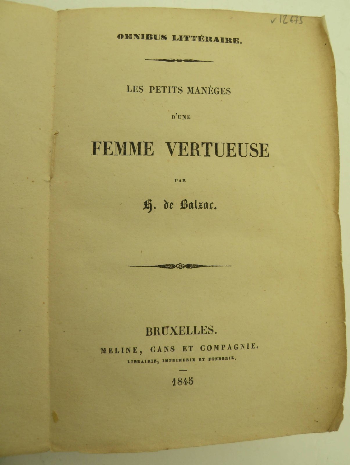 Balzac O. de. [Бальзак О. де]. Les petits dune femme vertueuse. [Маленькиедобро фокусы добродетельной женщины].