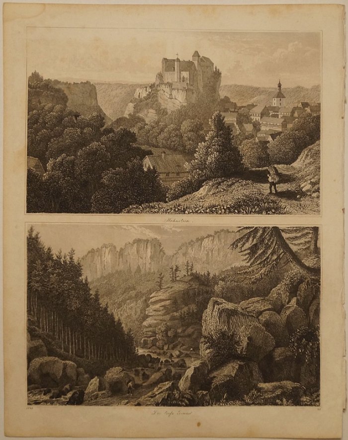Хонштайн. — Ущелье. / Hohnstein. — Der tiefe grund.