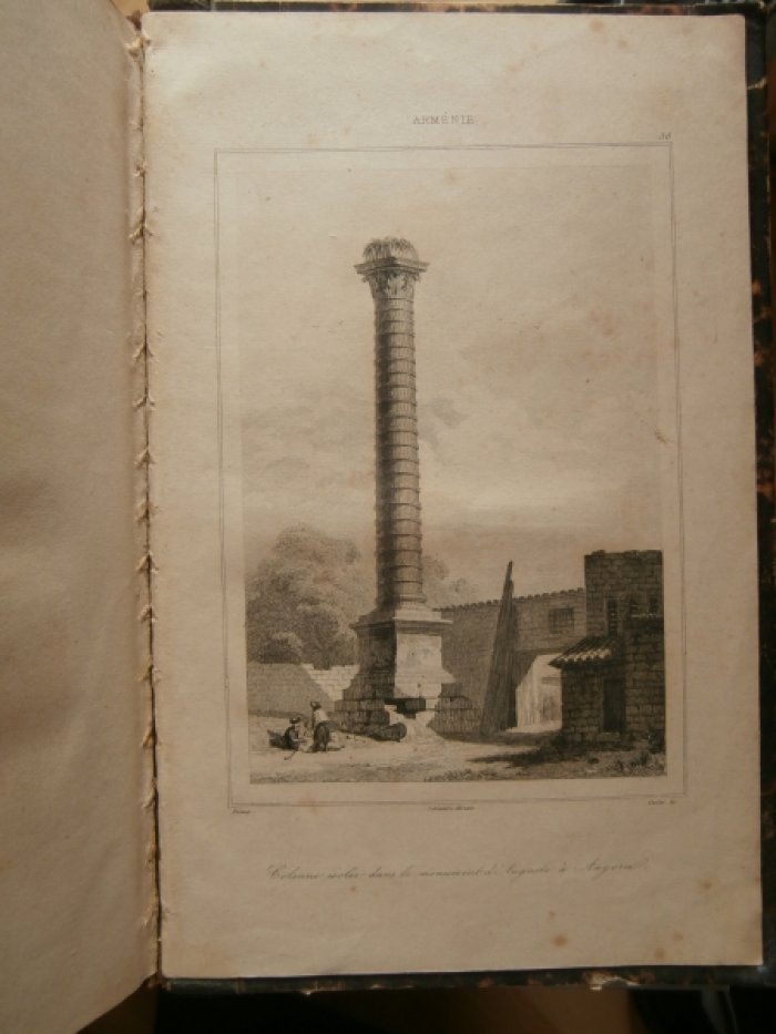 Прео (XIX) Франция - рисовальщик, Шоле, Самуэль (1785 – 1874) Франция - гравер, Lemaitre (Августин Ф Гравюра на стали °Колонна храма Августа в Анкаре°.