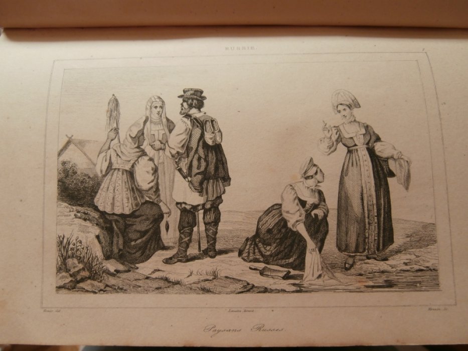 Vernier-худошник-рисовальщик, Monnin-гравер,(Моннен,Марк Антуан Клод,1806 - ?), Автор, директор грав Гравюра на стали `Русские крестьяне в традиционных костюмах`.