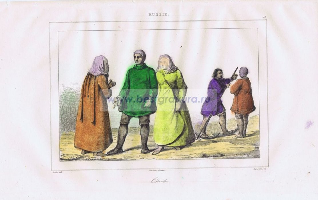 Ланглуа, Шарль (Langlois, Charles): Вернье (Vernier). Остяки (ханты) в национальных костюмах.