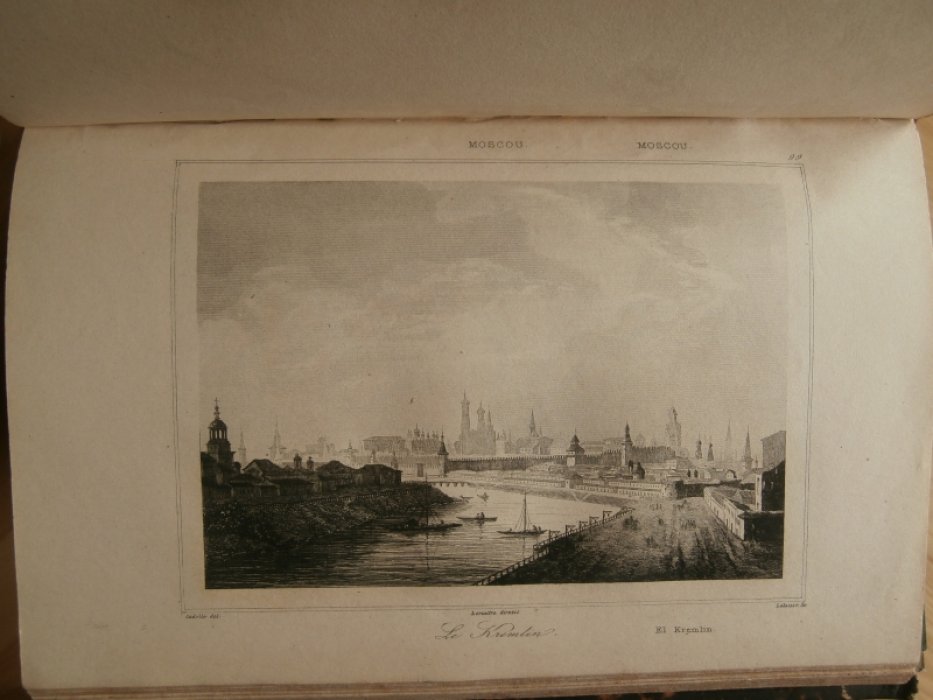 Кадоль, Огюст-Антуан(1782-1849)-худошник-рисовальщик, Лалес, Франсуа Ипполит (1812– 1884) - Гравер,  Гравюра на стали °Вид на Московский кремль (по мотивам литографии Огюста Кадоля)°.