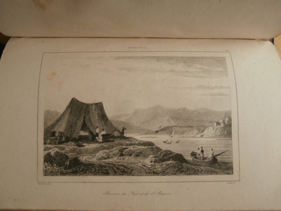 Вандербюр, Жак – Ипполит (1796 – 1854) Франция - Pисовальщик, Лепти, XIX, Франция - Гравер. Гравюра на стали °Вид на реку Кура и ее приток Аракс°.
