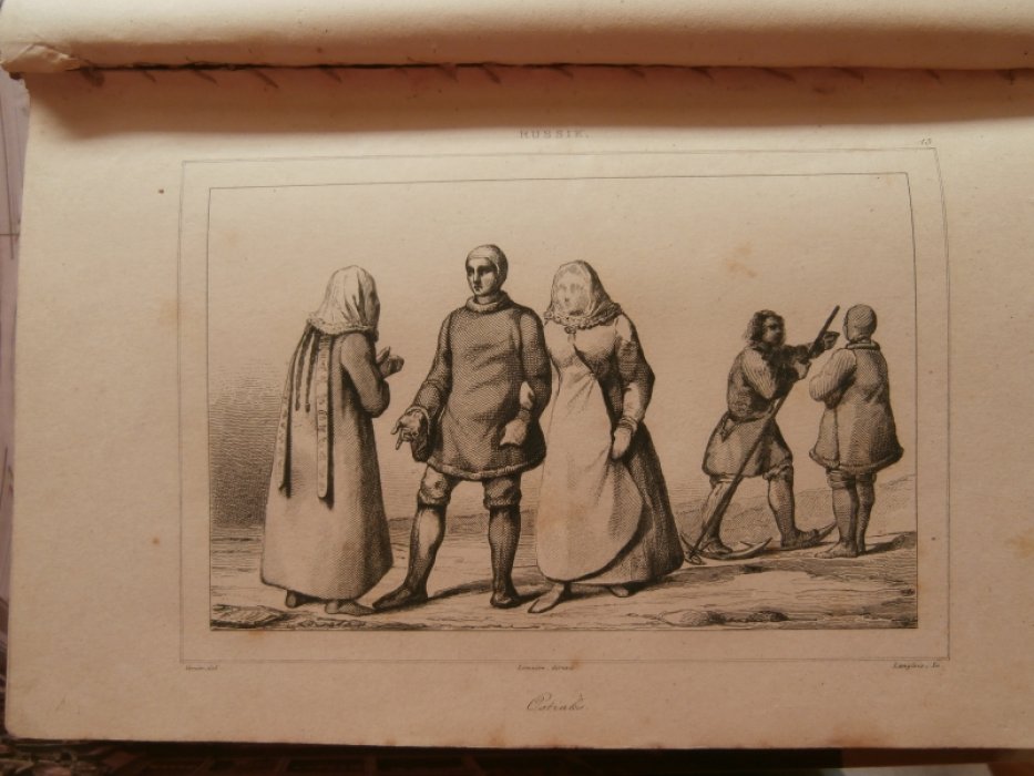 Vernier-худошник-рисовальщик, Ланглуа Шарль XIX Франция - гравер, Lemaitre (Августин Франсуа Леметр- Гравюра на стали `Остяки (ханты) в национальных костюмах`.