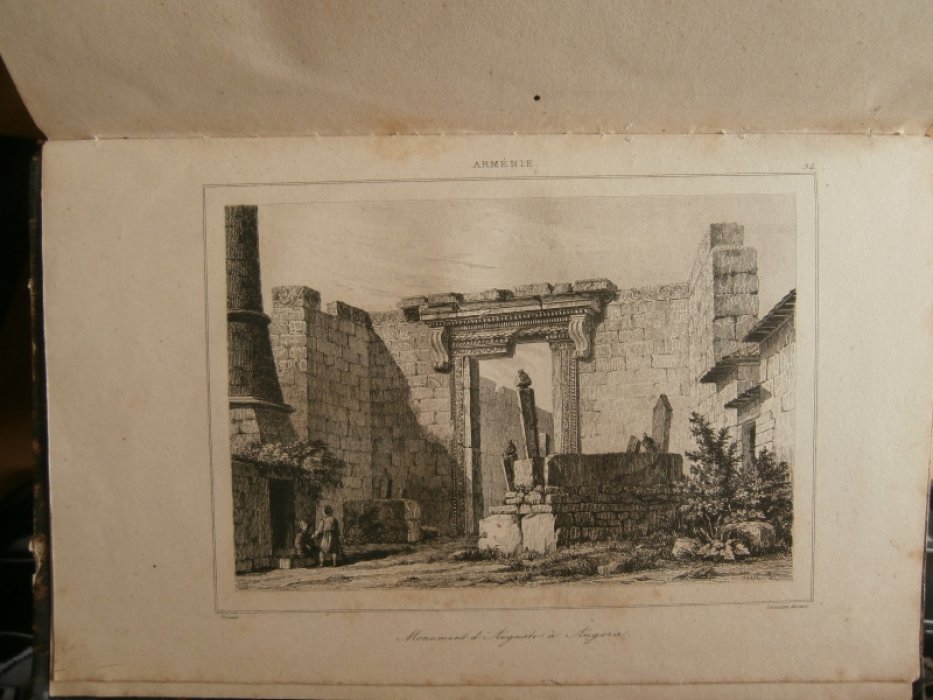 Прео (XIX) Франция - рисовальщик, Lemaitre (Августин Франсуа Леметр, 1797-1870, Франция) - гравер. Гравюра на стали °Руины храма Августа в Анкаре°.