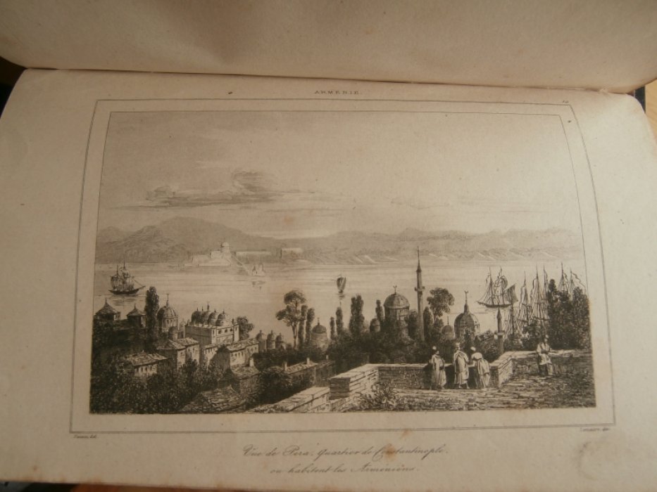 Данвин, Виктор Мари Феликс (1802 – 1842) Франция - рисовальщик, Lemaitre (Августин Франсуа Леметр, 1 Гравюра на стали °Вид на армянский район Пера в Константинополе°.