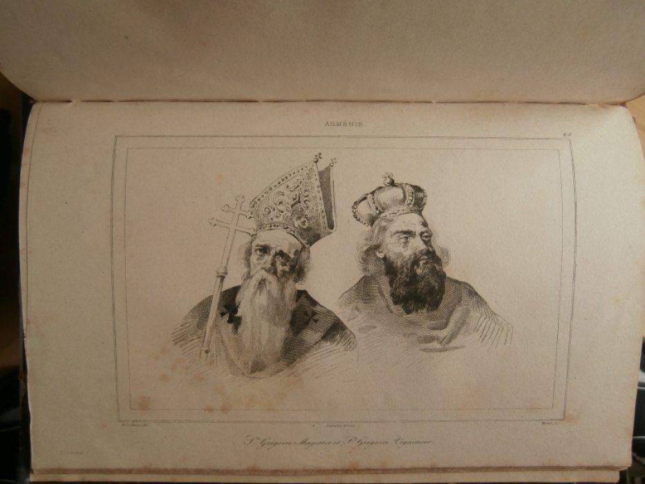 Лалес, Франсуа Ипполит (1812 – 1884) Франция - Pисовальщик, Морэ (XIX) Франция - Гравер. Гравюра на стали °Армянские религиозные деятели: святой Григорий Магистр (XI век) и святой Григорий Vegaiaser°.