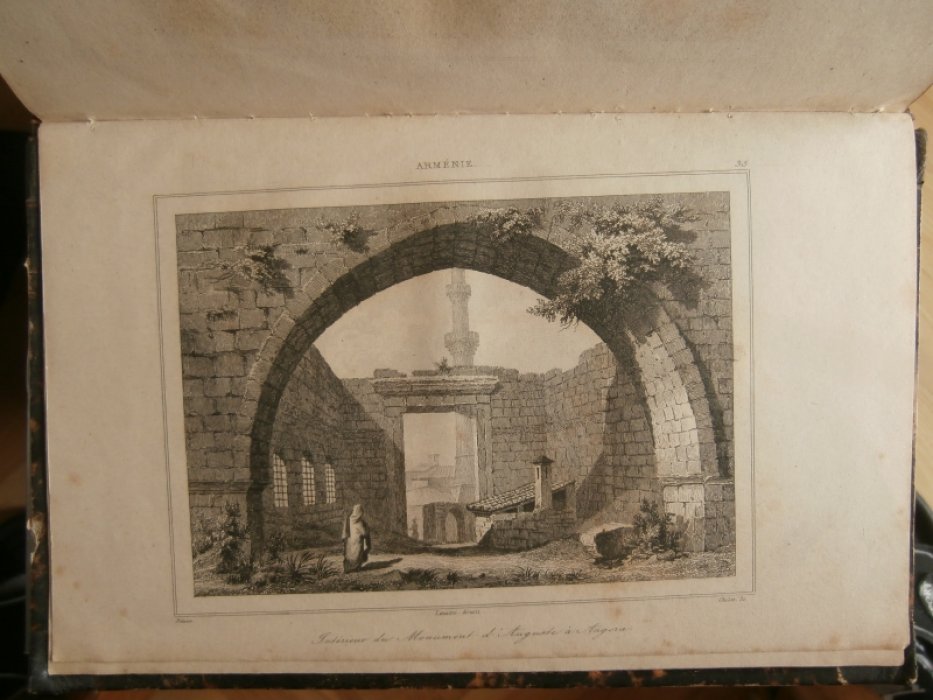 Прео (XIX) Франция - рисовальщик, Шоле, Самуэль (1785 – 1874) Франция - гравер. Гравюра на стали °Вид руин храма Августа в Анкаре°.
