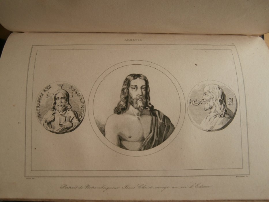 Вернье, XIX, Франция - Pисовальщик, Лезюэр, Жан-Батист Цицерон (1794 –1883) Франция - Гравер. Гравюра на стали °Портрет Иисуса Христа, посланный царю Эдессы°.