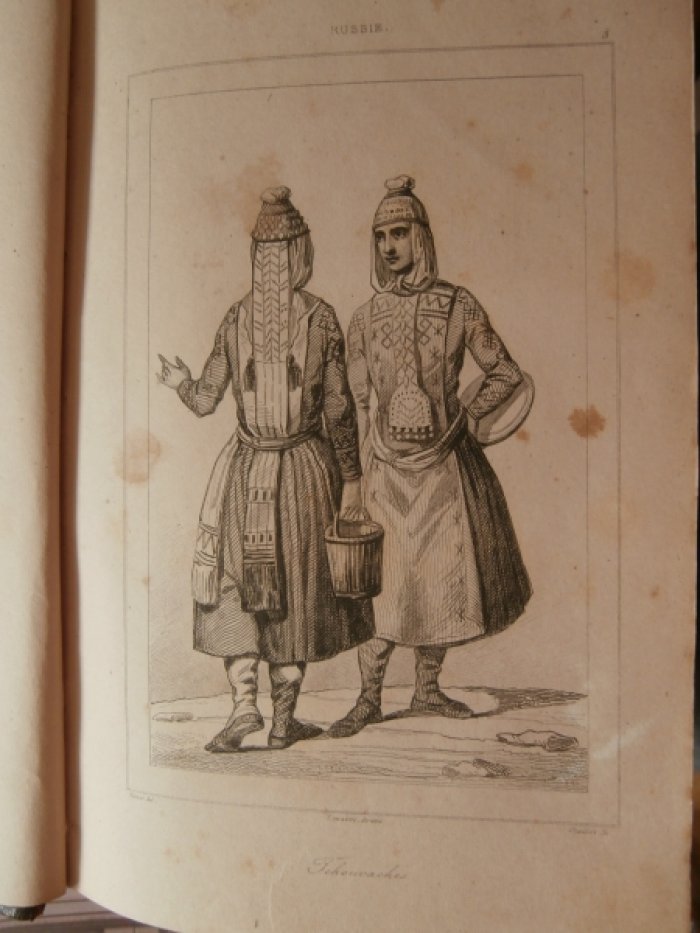 Vernier-худошник-рисовальщик,Chaillot-гравер (Самуель Шоле), Автор, директор гравильных работ - Lema Гравюра на стали `Чуваши` (Чвашки в национальных костюмах).