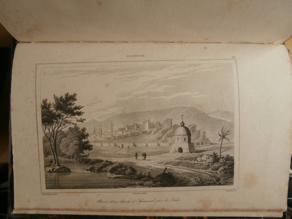 Вандербюр, Жак – Ипполит (1796 – 1854) Франция - Pисовальщик,  Девилье (XIX) Франция - Гравер, Lemai Гравюра на стали °Горячие источники у города Карс в Армении (в составе Турции с 1921 года)°.