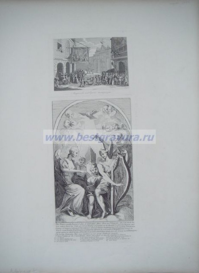 Хогарт,  Уильям (Hogarth, William). Большая гравюра `Маскарад и опера. Часть алтаря церкви святого Клемента`
