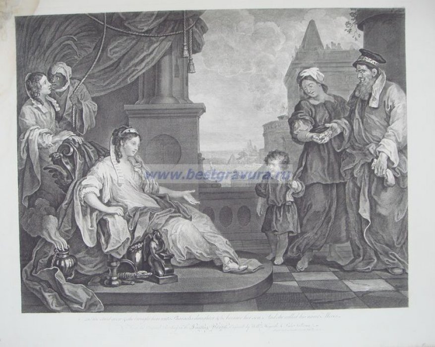 Хогарт,  Уильям (Hogarth, William). Большая гравюра `Моисей перед дочерью фараона`.