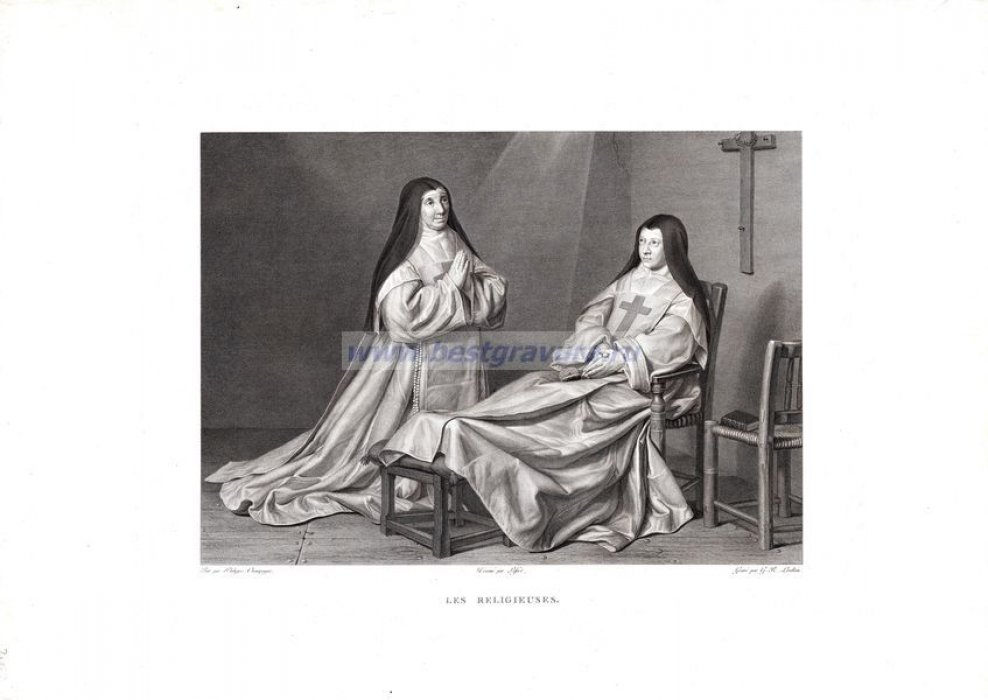 Лефорт (Lefort): Левиллан, Жерар (Levillain, Gerard Rene). Большая гравюра `Монахини`.