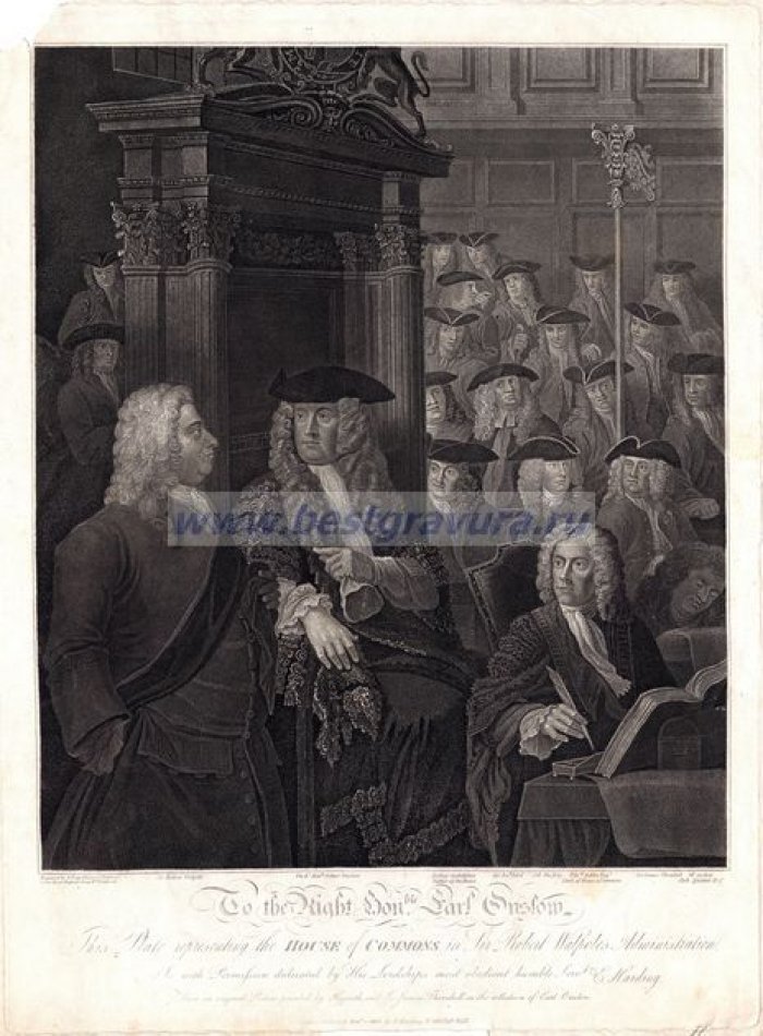 Фогг, Энтони (Fogg, Anthony), Торнхилл, Джеймс (Thornhill, James), Хогарт,  Уильям (Hogarth, William Большая гравюра `Палата общин`.