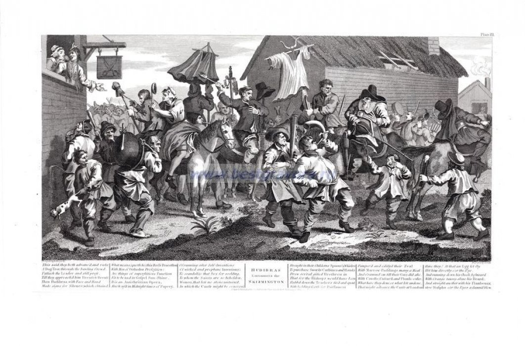 Кук, Томас (Cook, Thomas), Хогарт,  Уильям (Hogarth, William). Большая гравюра `Гудибрас. Столкновение со Скиммингтоном 2`