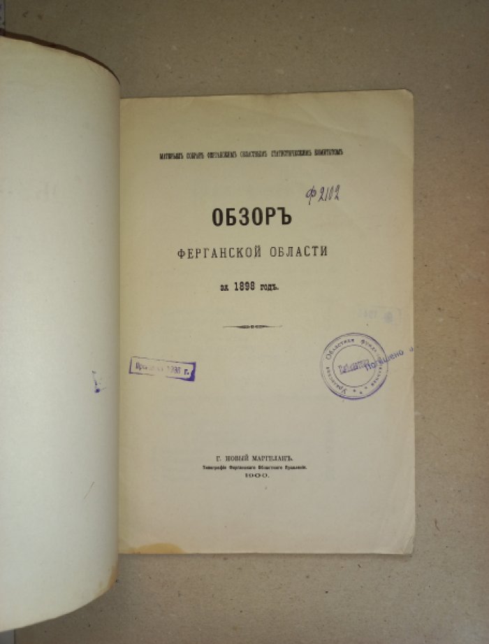 Обзор Ферганской области за 1898 год (редкое региональное издание)