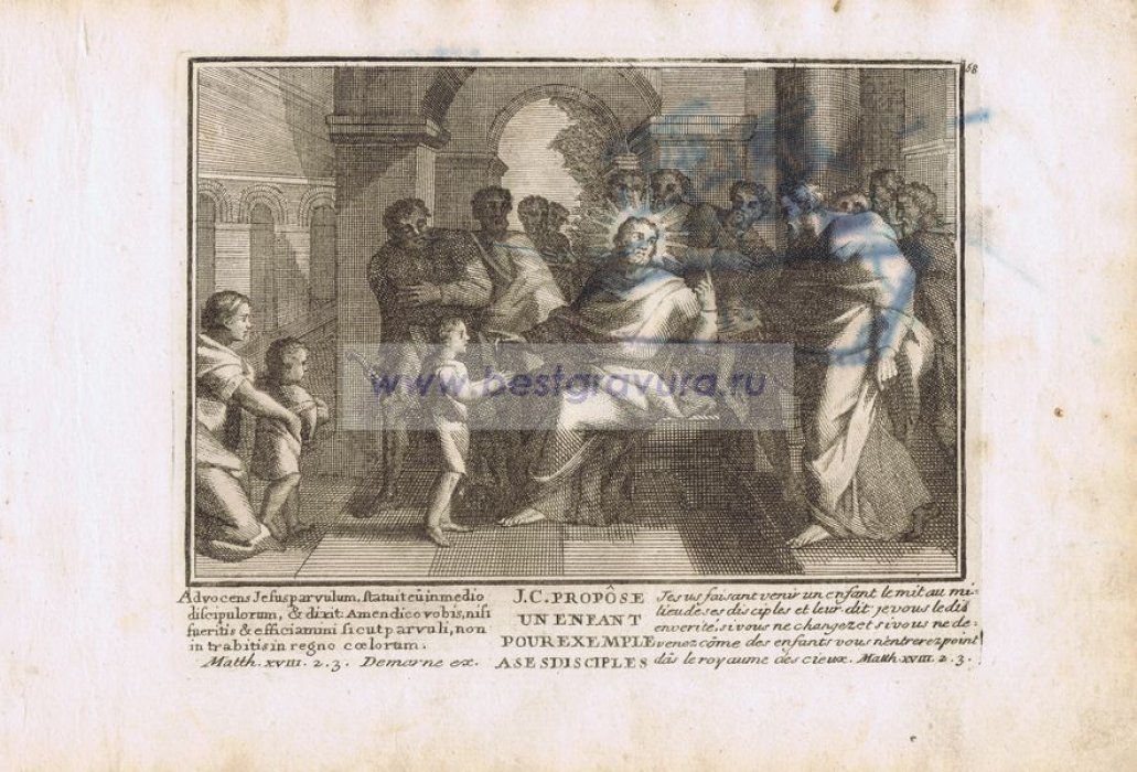 Демарн, Луи Антуан (Demarne, Louis-Antoine). Библия. Новый Завет. Благословение детей Иисусом перед учениками.