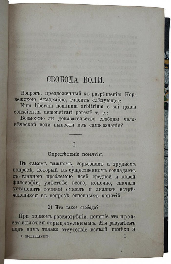 А. Шопенгауэр. «Свобода воли и основы морали: две основные проблемы этики» (антикварное издание, 1887)