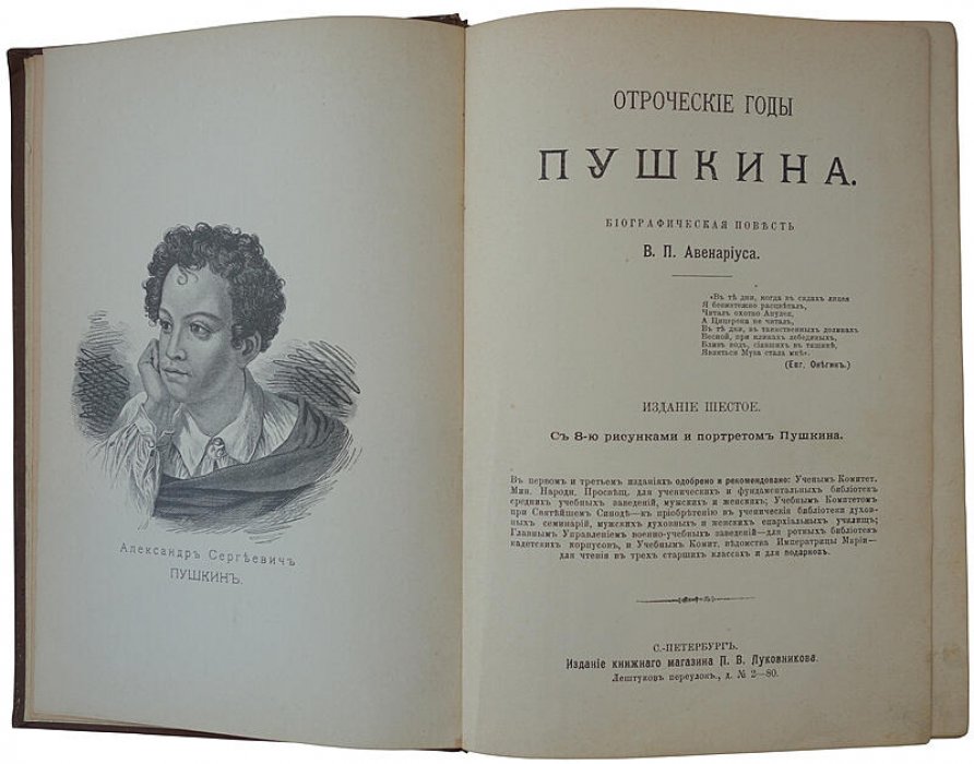 Отроческие годы Пушкина. В.П. Авенариус (антикварное издание, 1909)