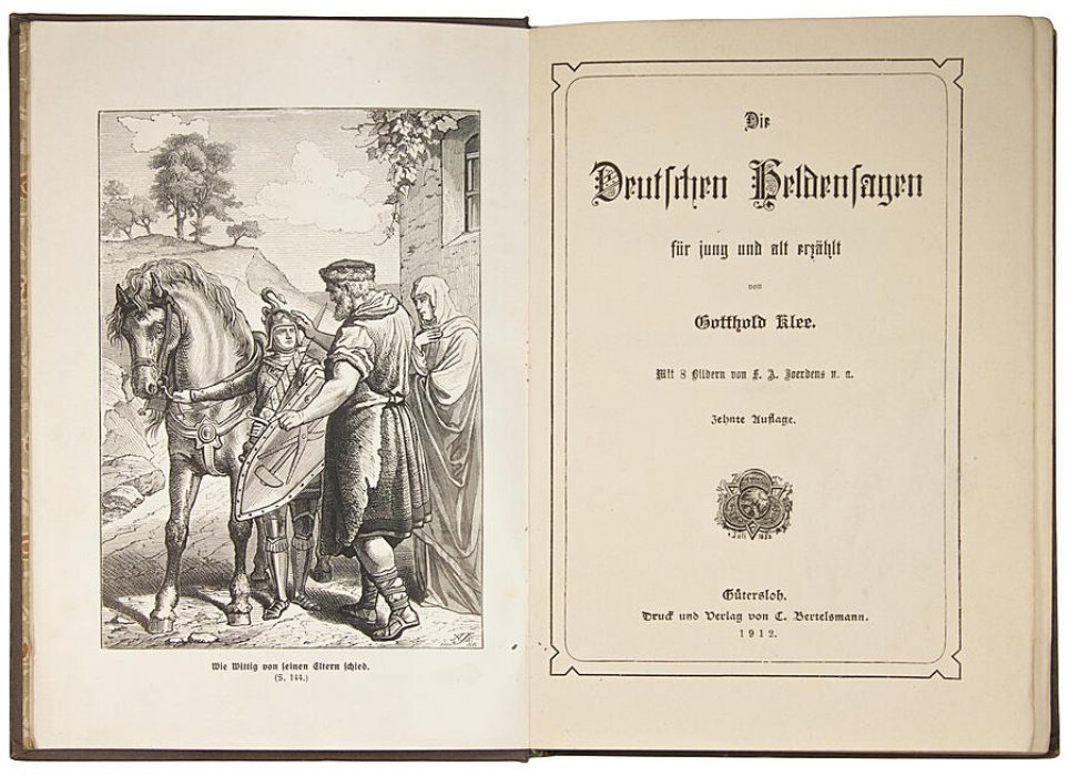 Немецкий героический эпос: Die deutschen Heldensagen (антикварное издание 1912 года, Г. Клее)