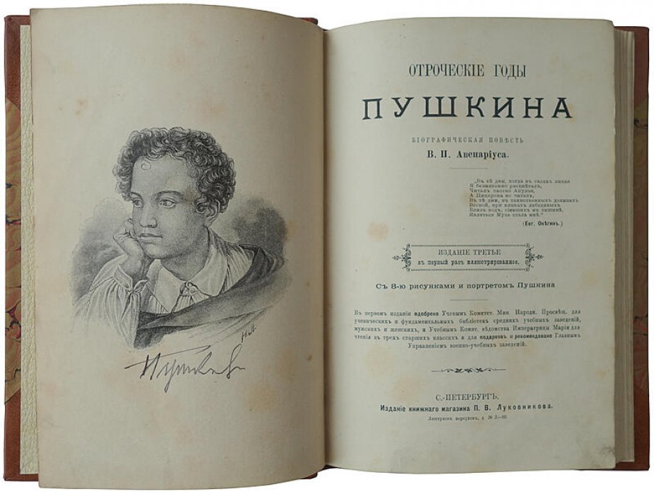 Авенариус В.П. «Отроческие годы Пушкина». Антикварное издание 1893 года