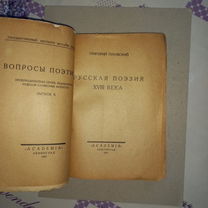 Русская поэзия XVIII века: вопросы поэтики (вып. X, Academia)