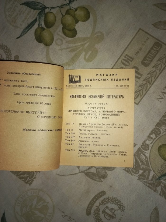 Памятка подписчика Библиотеки всемирной литературы.