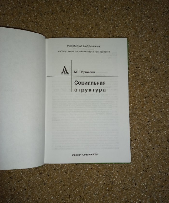 Руткевич М.Н. Социальная структура.