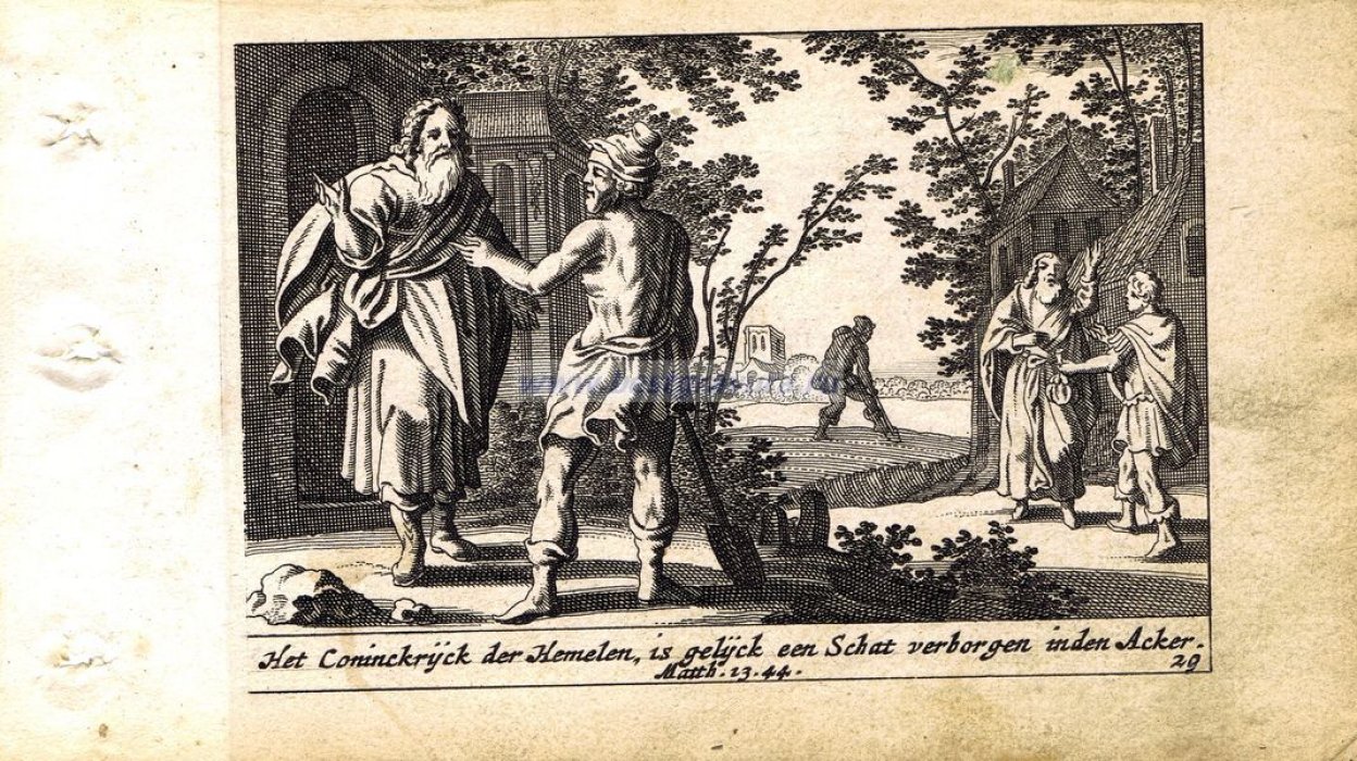 Схют, Питер (Schut, Pieter Hendricksz.). Гравюра `Библейская история. Новый Завет. Четвертая притча о Царстве Небесном`